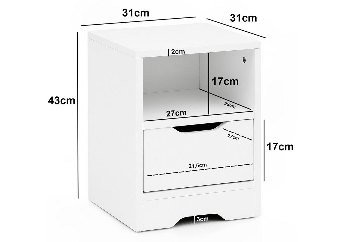 NACHTKÄSTCHEN 31/43/31 cm  in Weiss  - Weiss, Modern, Holzwerkstoff (31/43/31cm) - MID.YOU