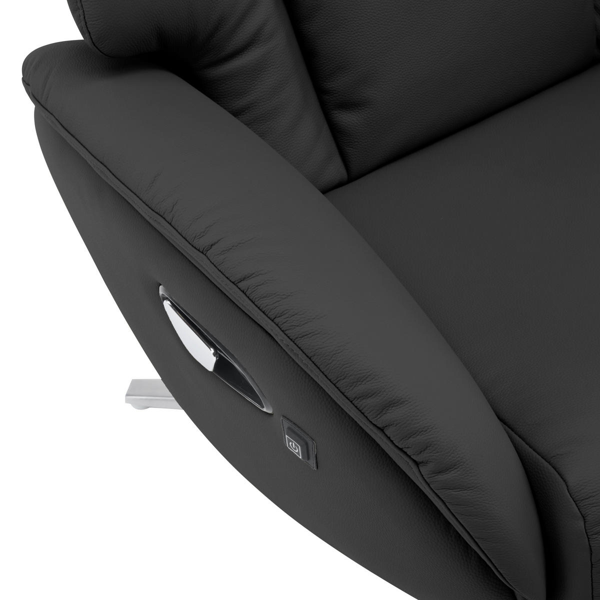 MASÁŽNE KRESLO, textil, koža, čierna - čierna/strieborná, Design, kov/koža (76/107/82cm) - Livetastic