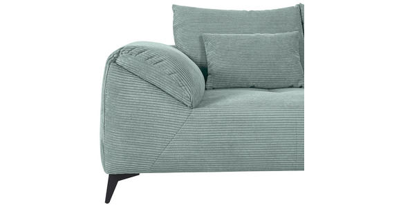 ECKSOFA  in Cord Mintgrün Zierkissen, Rückenkissen, Rücken echt  311/176 cm  - Schwarz/Mintgrün, KONVENTIONELL, Textil/Metall (311/176cm) - Carryhome