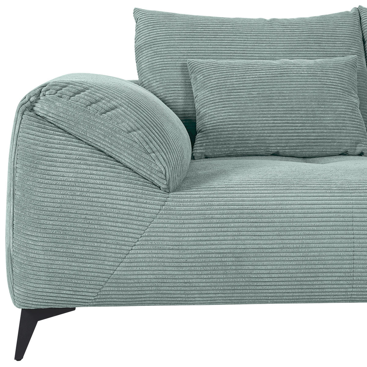 ECKSOFA Mintgrün Cord Zierkissen, Rückenkissen, Rücken echt  - Schwarz/Mintgrün, KONVENTIONELL, Textil/Metall (311/176cm) - Carryhome