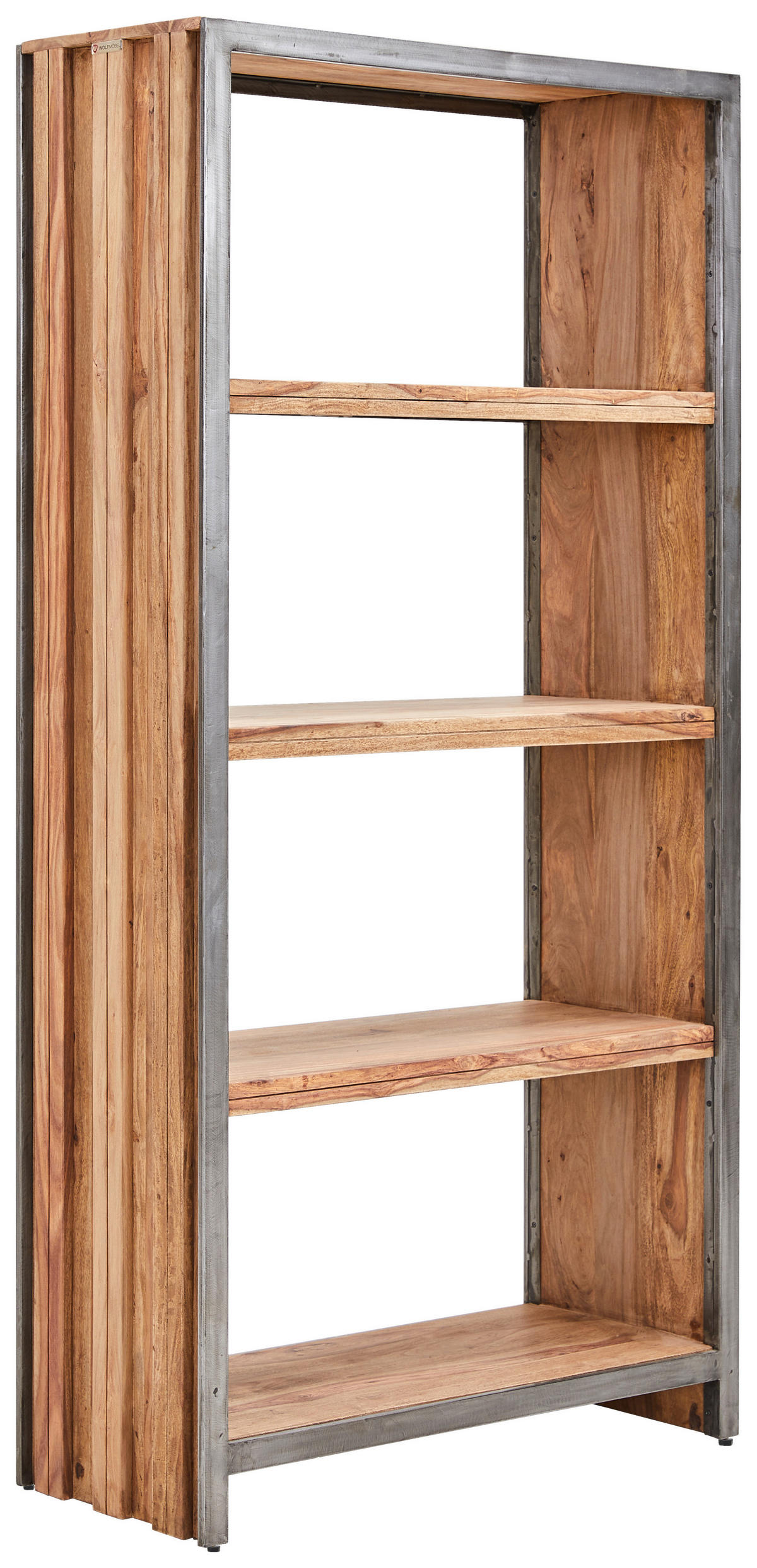 REGAL Sheesham massiv Sheeshamfarben  - Sheeshamfarben/Naturfarben, MODERN, Holz/Metall (90/180/38cm) - MID.YOU