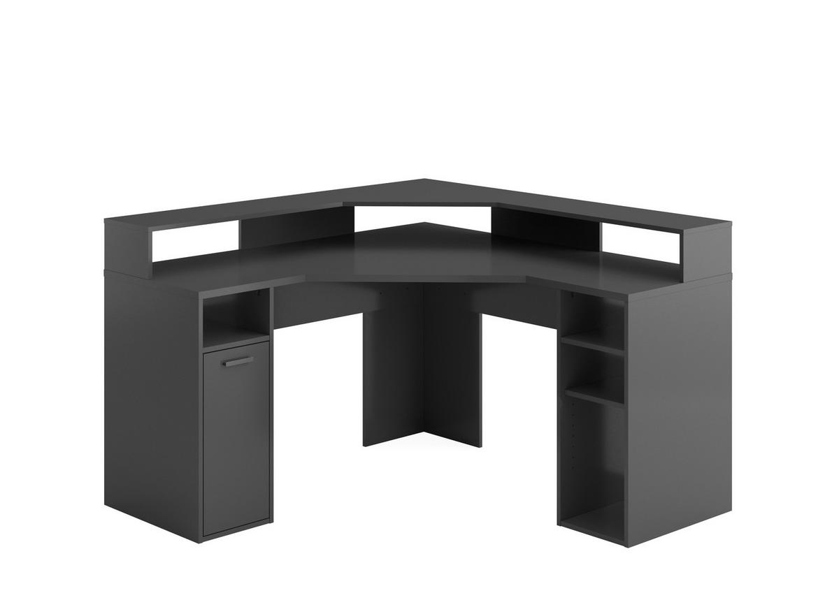 BIROU DE GAMING - antracit, Konventionell, plastic/material pe bază de lemn (139/139/91cm) - MID.YOU