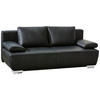 SCHLAFSOFA Schwarz Echtleder  - Chromfarben/Schwarz, KONVENTIONELL, Leder/Metall (195/85/90cm) - Livetastic
