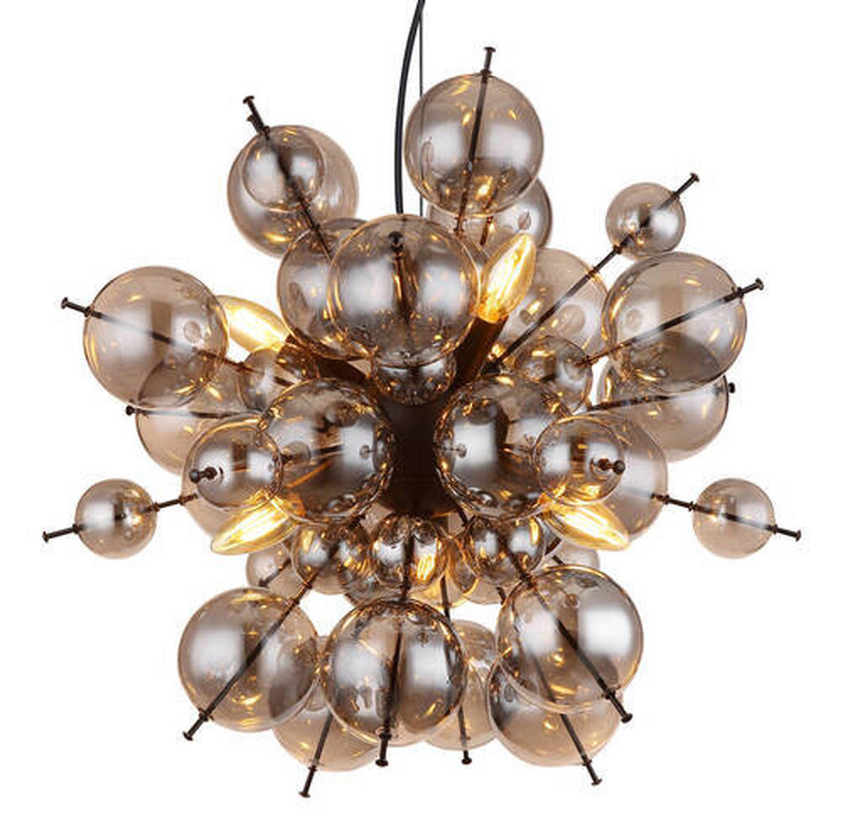 VISEČA SVETILKA        55/120 cm      E14 - črna, Design, kovina/steklo (55/120cm) - Globo