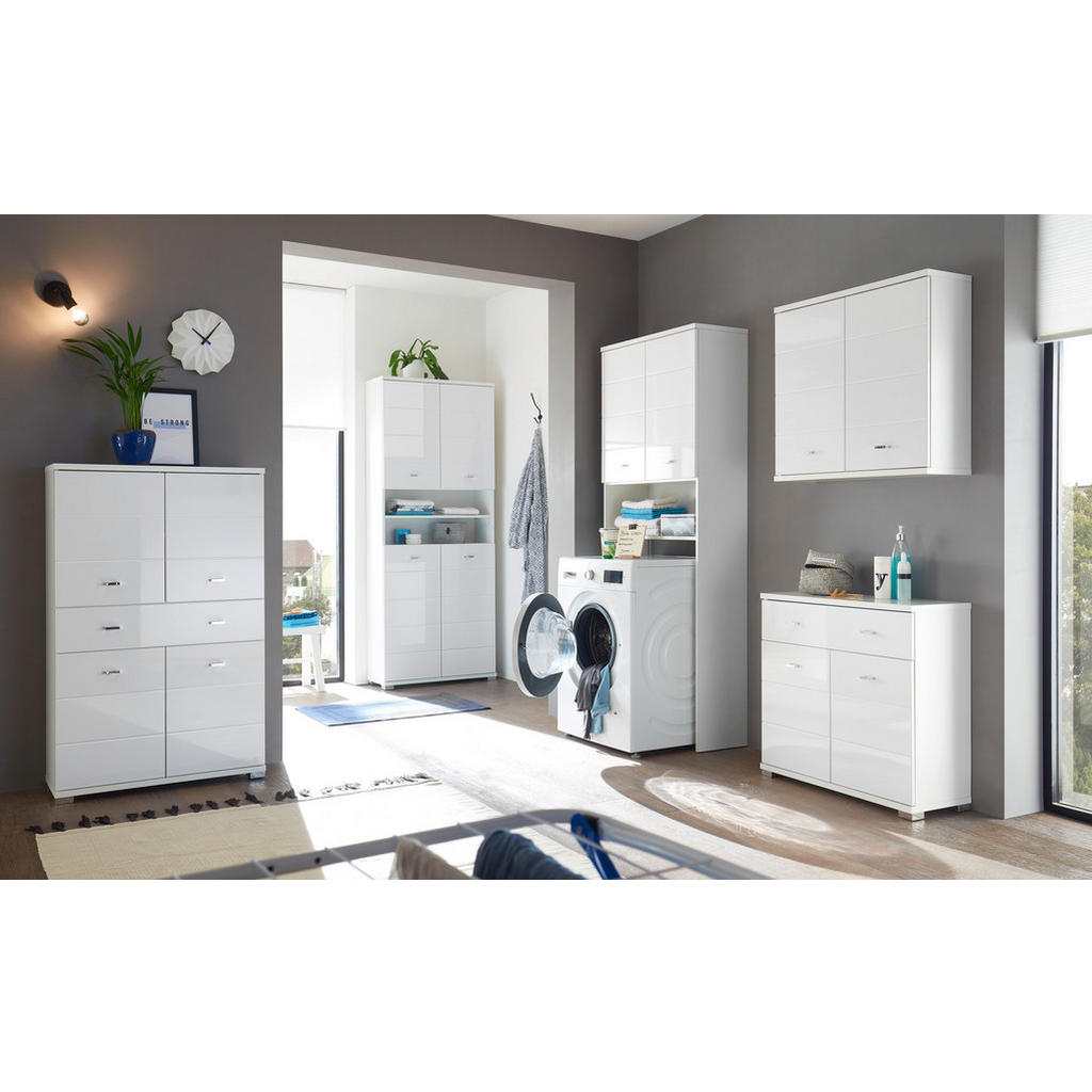 Thumbnail - Livetastic Hochschrank, Weiß, Holzwerkstoff, 3 Fächer, 76x190x31 cm, Made in EU, stehend, Badezimmer, Badezimmerschränke...