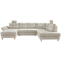 WOHNLANDSCHAFT Beige Cord  - Beige/Naturfarben, MODERN, Holz/Textil (176/338-352/206cm) - Livetastic