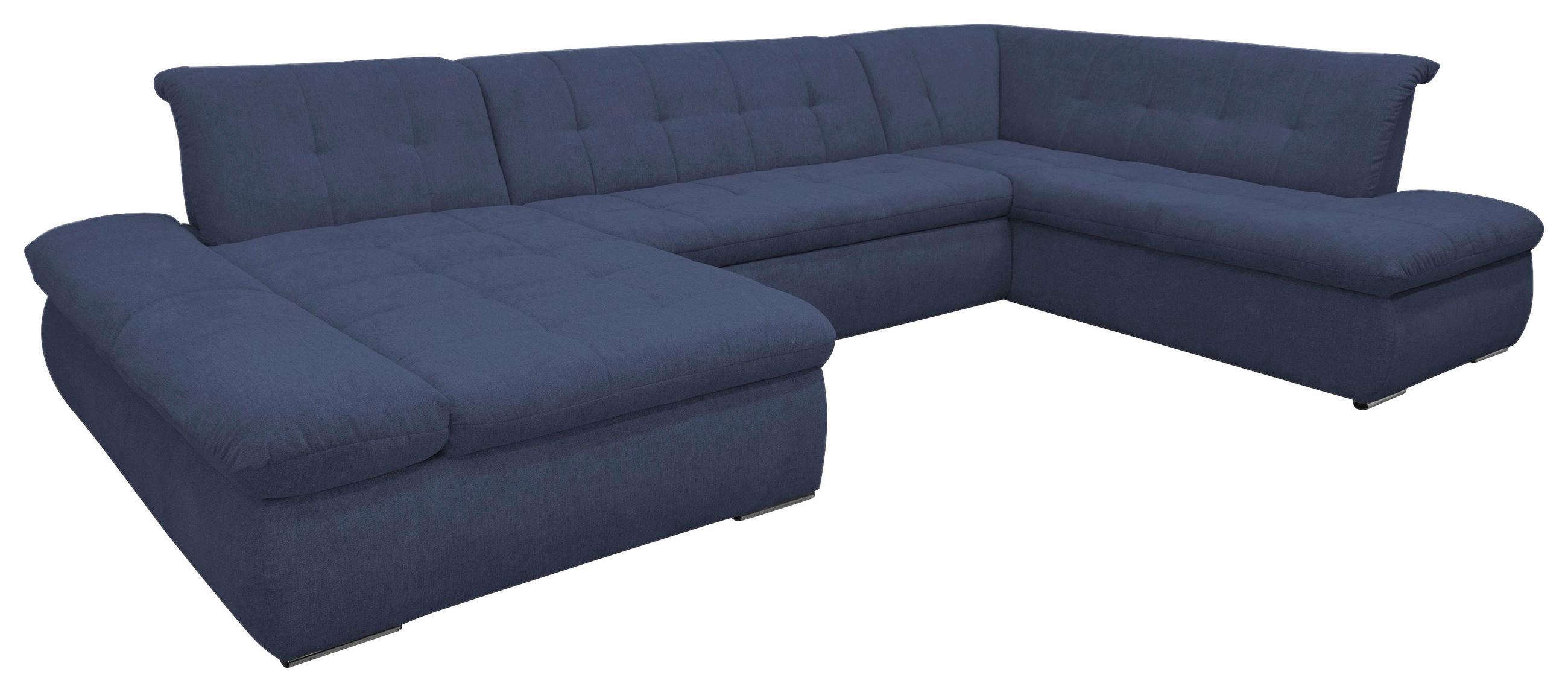 WOHNLANDSCHAFT Dunkelblau Mikrofaser - Chromfarben/Dunkelblau, KONVENTIONELL, Textil/Metall (172/353/216cm) - MID.YOU