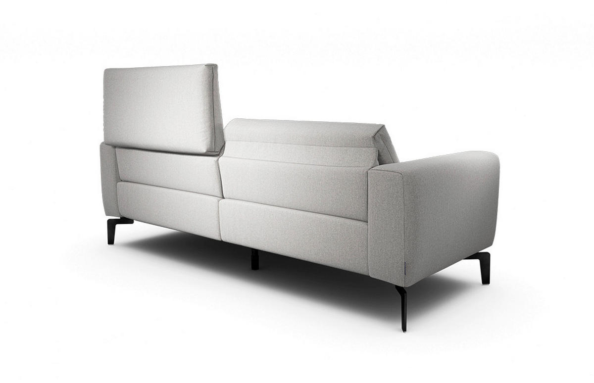 2,5-Sitzer inkl. Hocker Chenille Hellgrau  - Hellgrau/Schwarz, Design, Textil/Metall (220/86/86-94cm) - SENSOO