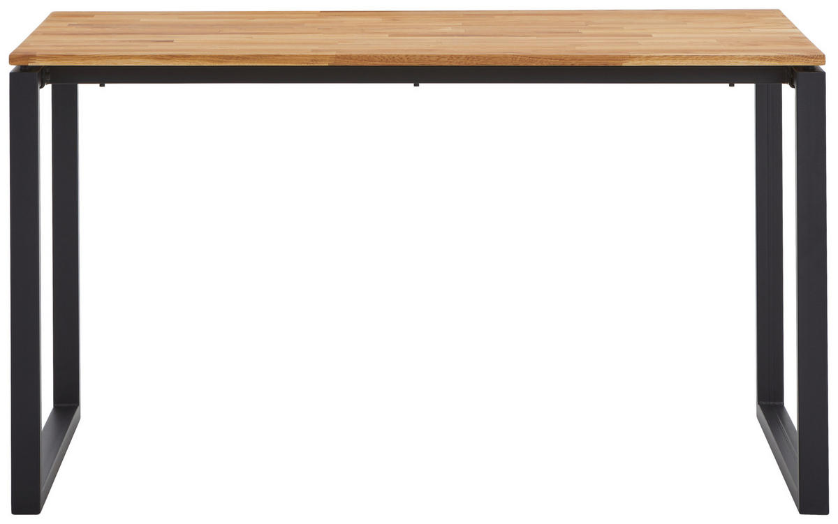 SCHREIBTISCH 140/80/75 cm  in Schwarz, Eichefarben  - Eichefarben/Schwarz, Natur, Holz/Metall (140/80/75cm) - Livetastic