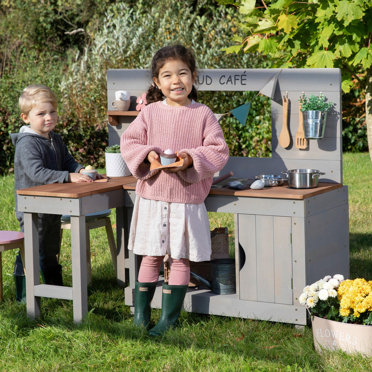 MATSCHKÜCHE MUD CAFÉ Holz, Kunststoff Grau  - Grau, Basics, Holz/Kunststoff (110/71,5/100cm) - MUDDY BUDDY