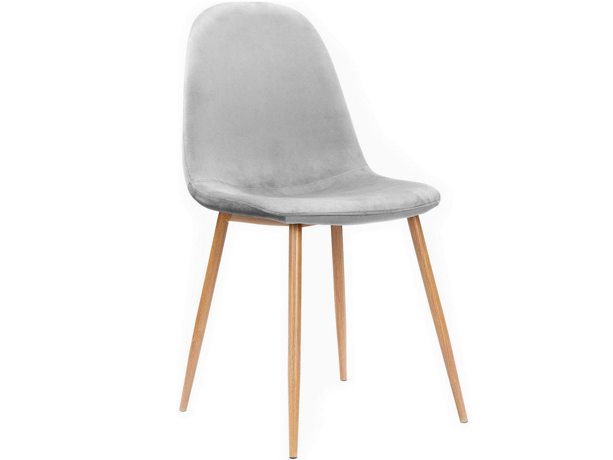 STUHL-SET Velours Grau  - Eichefarben/Grau, Design, Textil/Metall (44/87/51cm) - MID.YOU