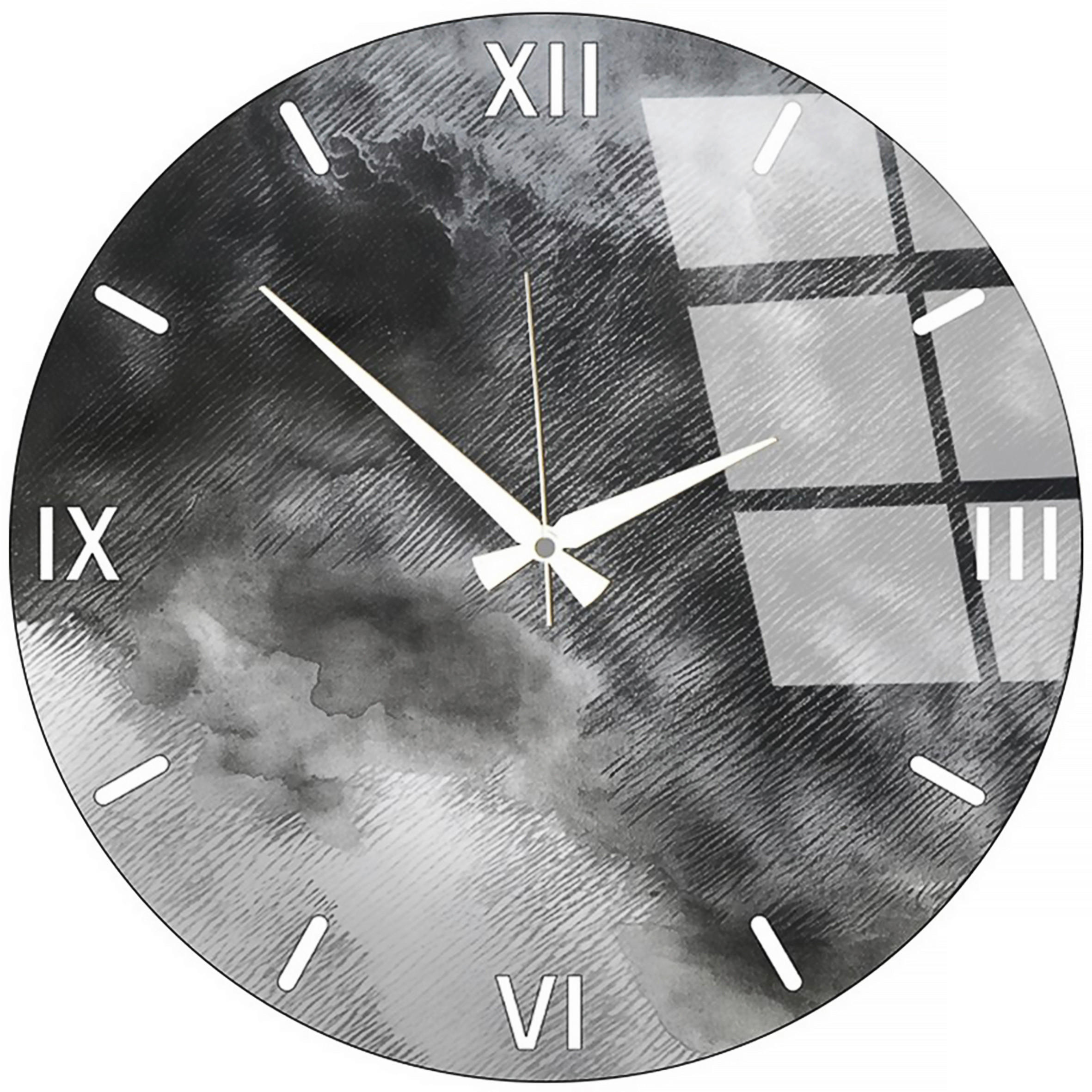 WANDUHR Weiß, Dunkelgrau 40/40/0,4 cm  - Dunkelgrau/Weiß, LIFESTYLE, Glas (40/40/0,4cm)