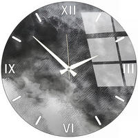 WANDUHR Weiß, Dunkelgrau 40/40/0,4 cm  - Dunkelgrau/Weiß, LIFESTYLE, Glas (40/40/0,4cm)