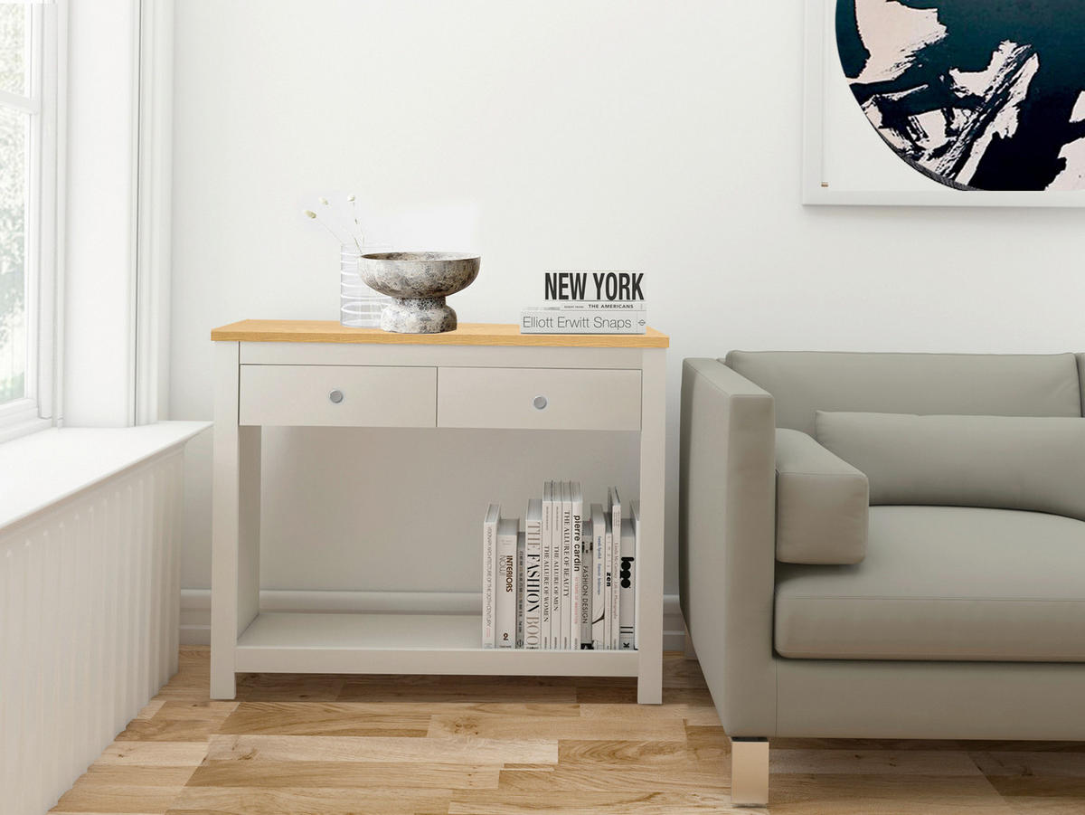 KONSOLENTISCH in Holzwerkstoff 35/97/76 cm    - Eichefarben/Silberfarben, Design, Holzwerkstoff/Metall (35/97/76cm) - MID.YOU