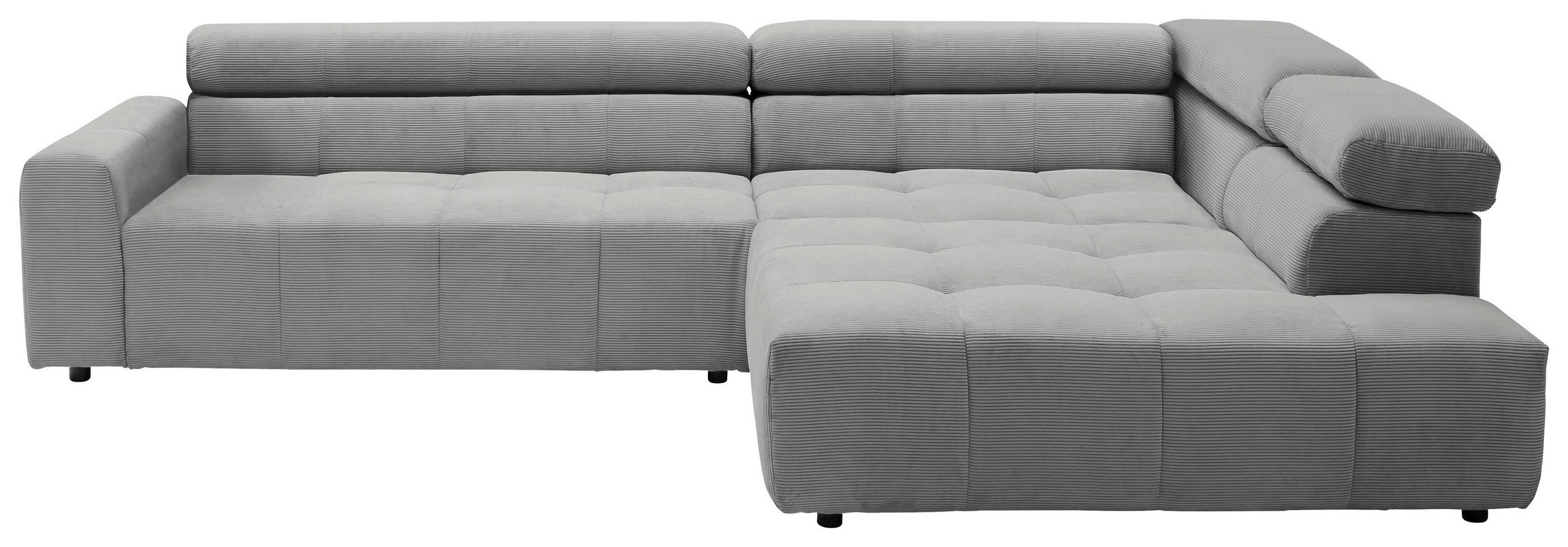 ECKSOFA Grau Feincord  - Schwarz/Grau, KONVENTIONELL, Kunststoff/Textil (311/219cm) - Hom`in