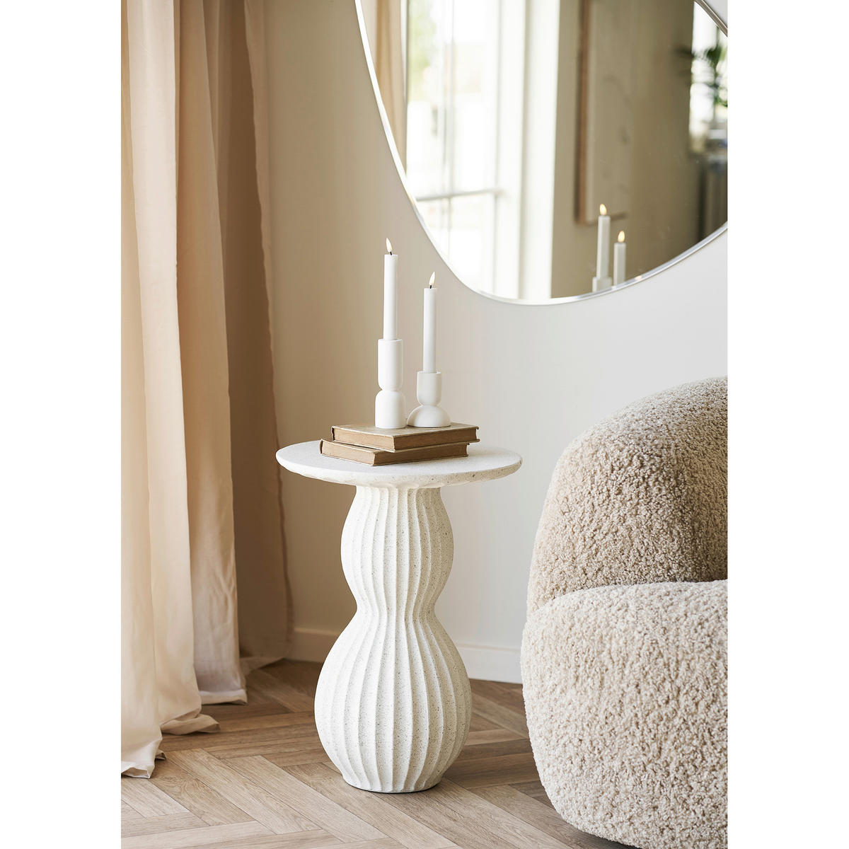 BEISTELLTISCH 40/55/40 cm Newtown Weiß rund  - Weiß, Basics, Stein (40/55/40cm)