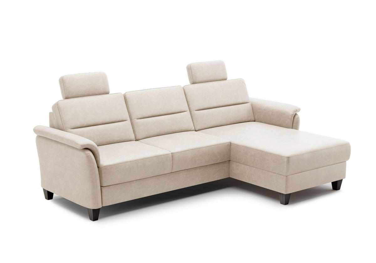 ECKSOFA in Mikrofaser Beige  244/163 cm  - Wengefarben/Beige, KONVENTIONELL, Holz/Textil (244/163cm) - Sit & More