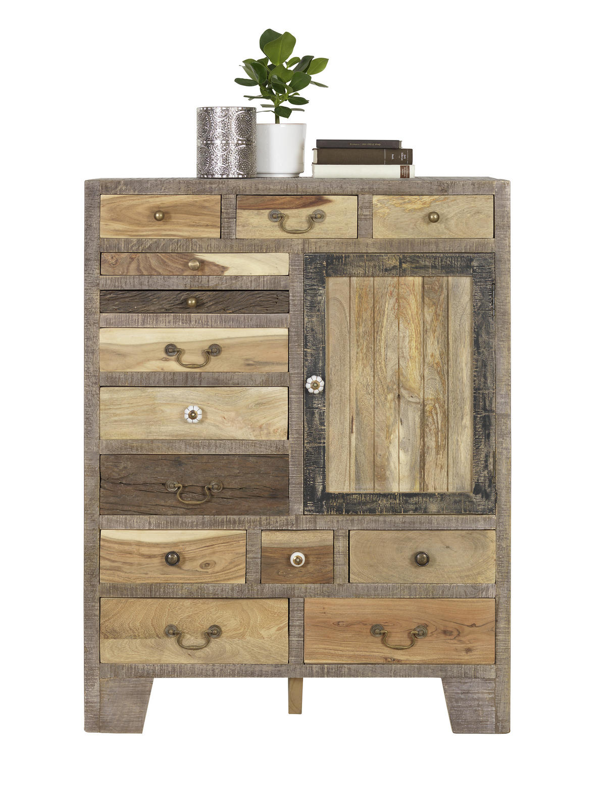 HIGHBOARD  in 90/118/40 cm  - Weiss/Messingfarben, Trend, Keramik/Holz (90/118/40cm) - Landscape