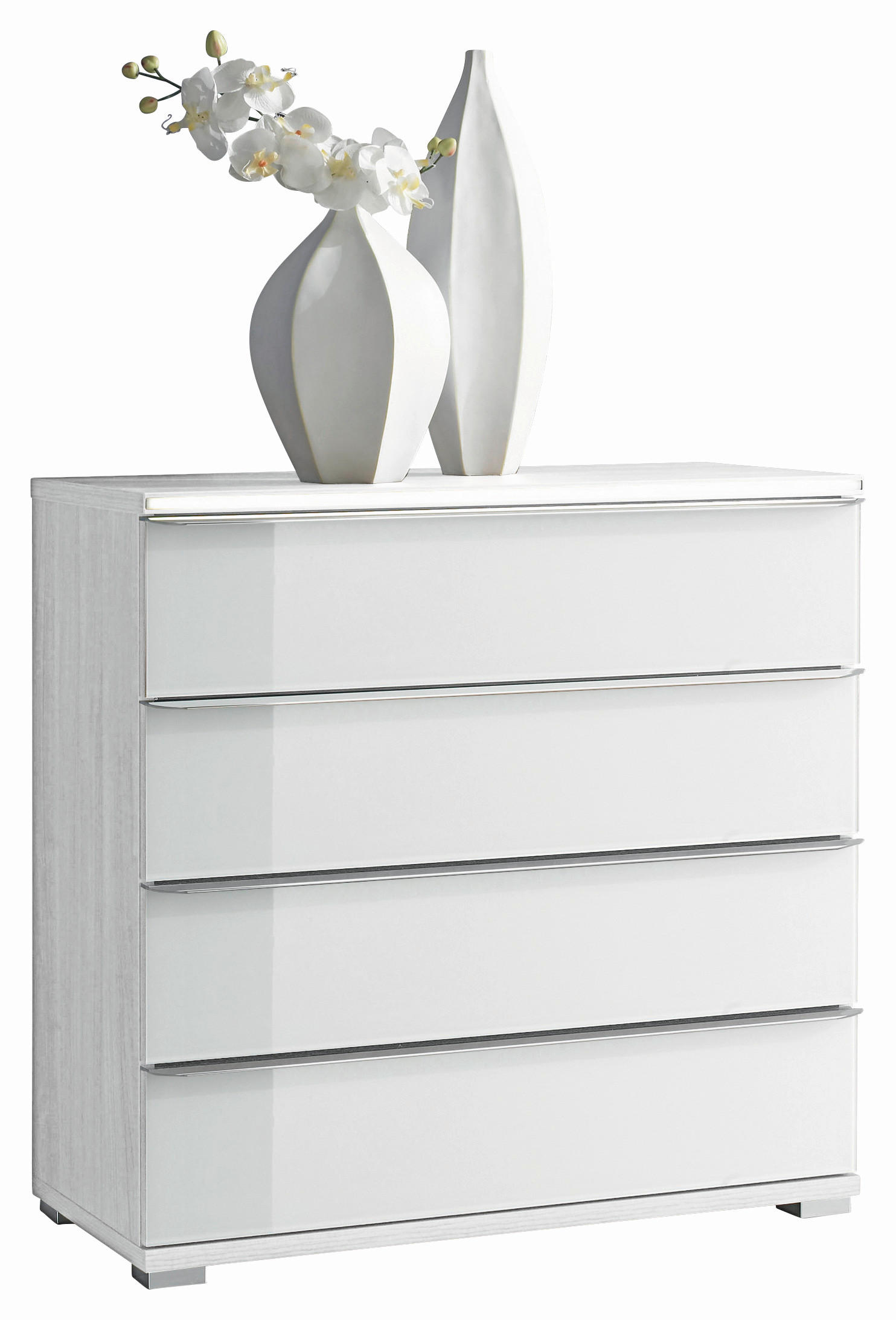 KOMMODE  in 120/80/40 cm  - Chromfarben/Weiß, Design, Glas/Holzwerkstoff (120/80/40cm) - Moderano