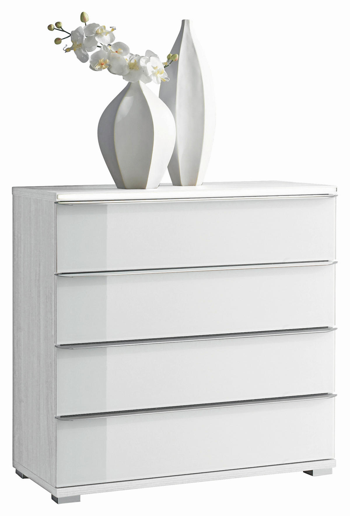 KOMMODE  in 120/80/40 cm  - Chromfarben/Weiß, Design, Glas/Holzwerkstoff (120/80/40cm) - Moderano