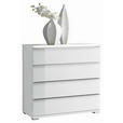 KOMMODE , 120/80/40 cm, 4 Schublade(n)  - Chromfarben/Weiß, Design, Glas/Holzwerkstoff (120/80/40cm) - Moderano