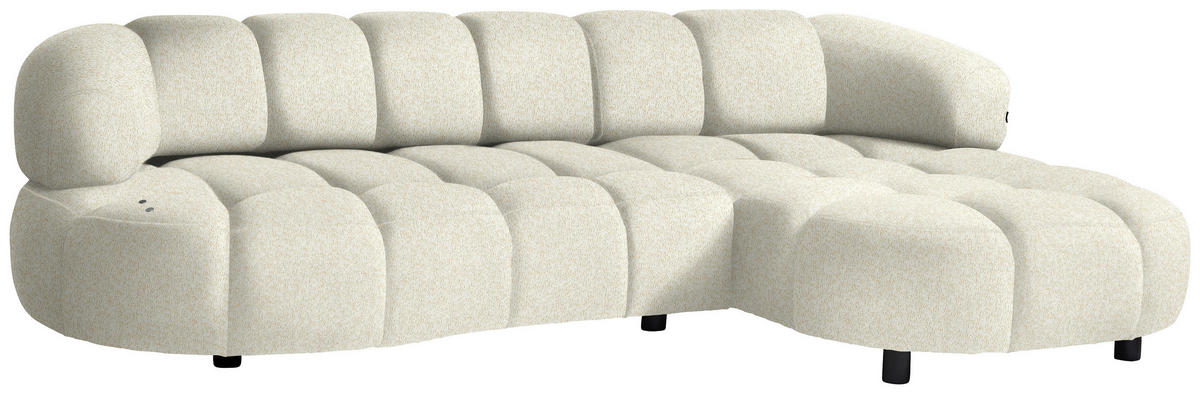 ECKSOFA Creme Webstoff  - Creme/Schwarz, Design, Holz/Textil (284/183cm) - Welnova