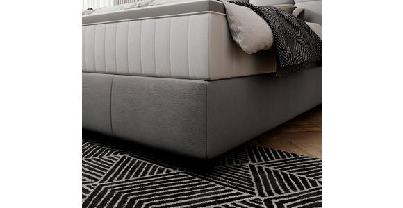 BOXSPRINGBETT  in Grau  - Schwarz/Grau, Design, Leder/Holzwerkstoff (180cm) - Esposa