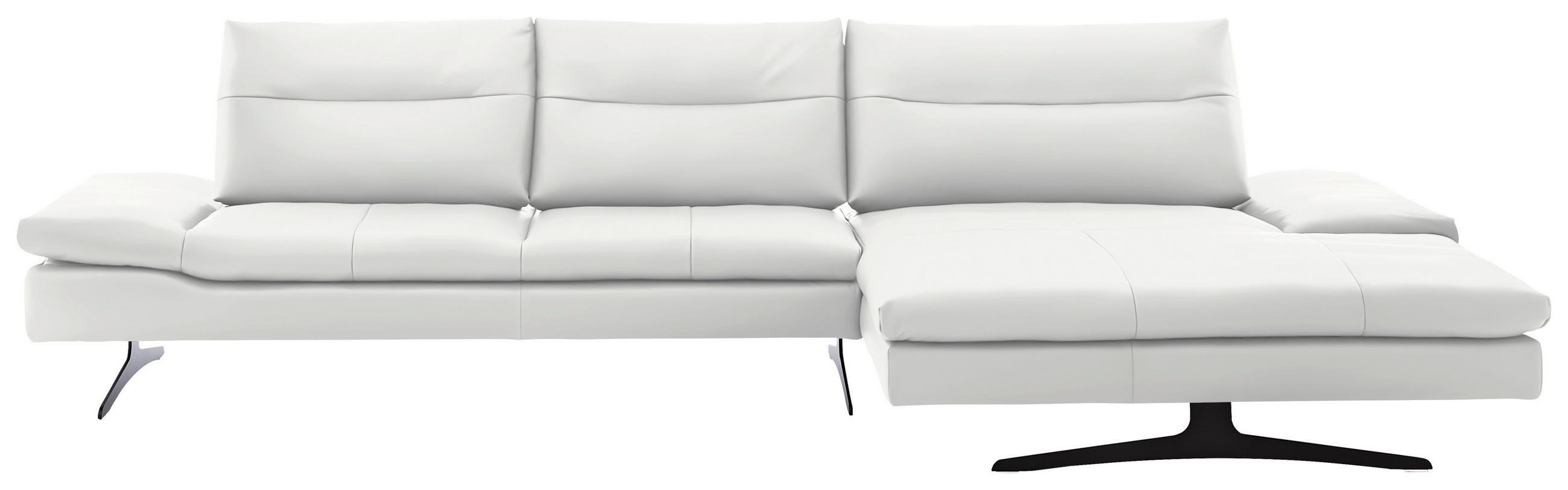 ECKSOFA in Echtleder Weiss  - Weiss/Schwarz, Modern, Leder/Metall (342/158cm) - Chilliano