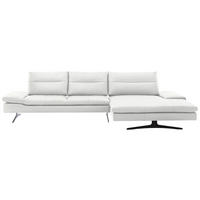 ECKSOFA in Echtleder Weiß  342/158 cm  - Schwarz/Weiß, MODERN, Leder/Metall (342/158cm) - Chilliano