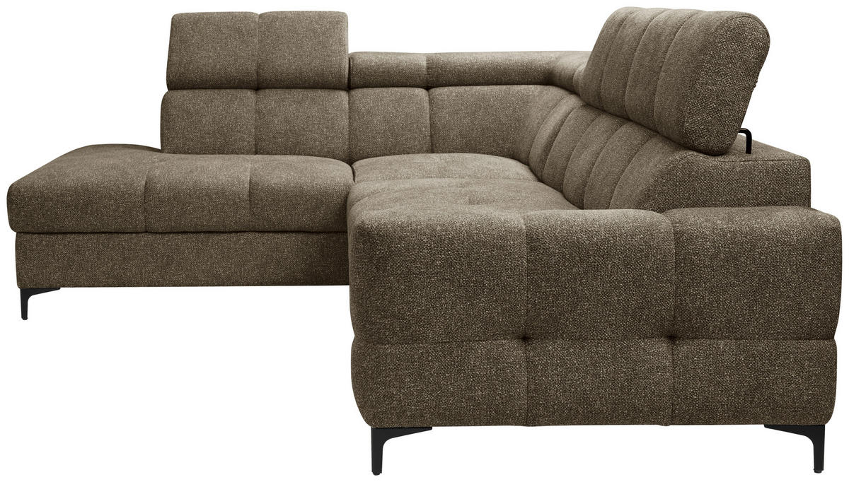 ECKSOFA in Struktur Dunkelgrün  - Dunkelgrün/Schwarz, Modern, Textil/Metall (212/254cm) - Carryhome
