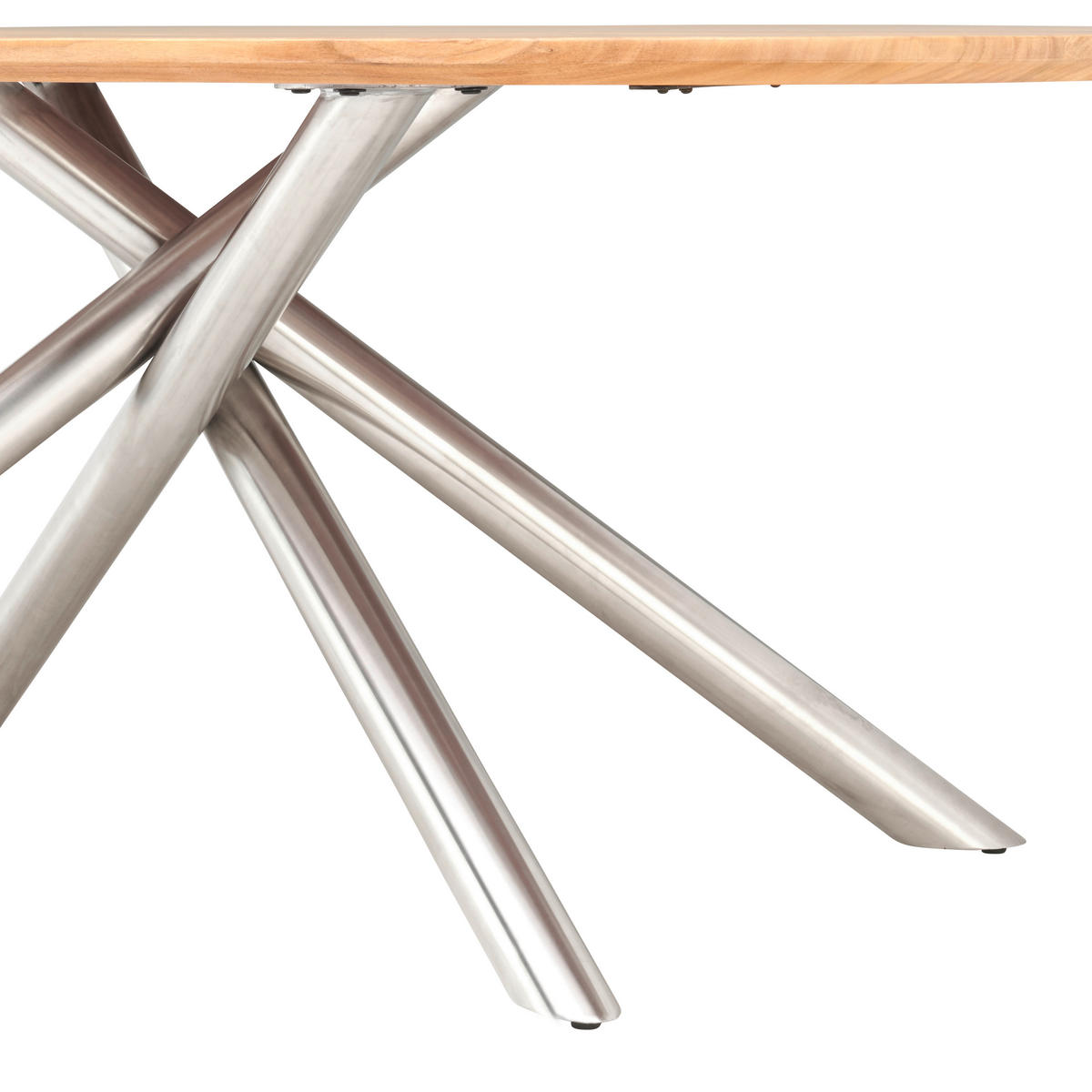 ESSTISCH Akazie vollmassiv oval Akaziefarben, Edelstahlfarben  - Edelstahlfarben/Akaziefarben, MODERN, Holz/Stein (115/76/115cm) - MID.YOU