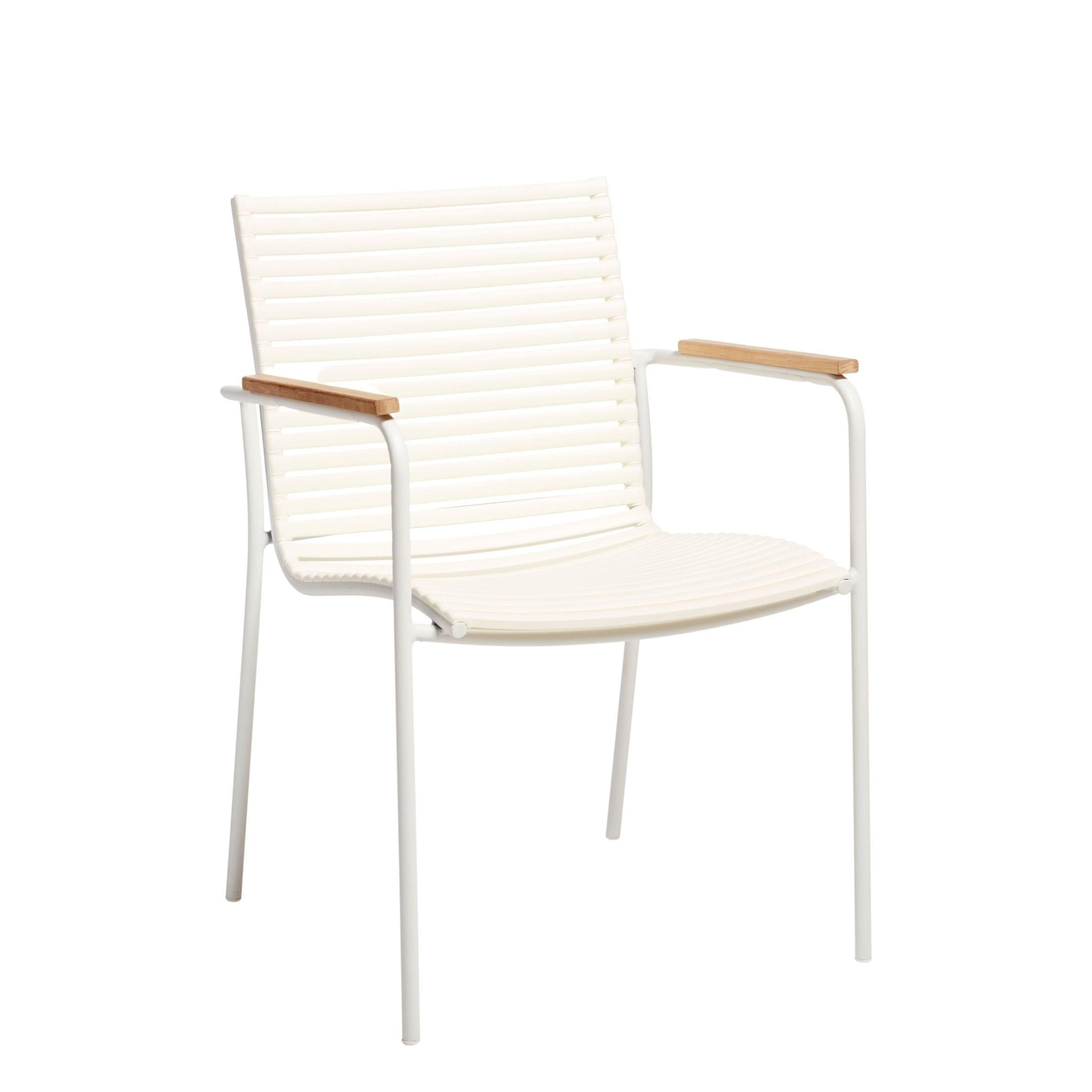 GARTENSTUHL Kunststoff Weiß  - Weiß/Teakfarben, Natur, Holz/Kunststoff (60/84/56cm) - Gardenson