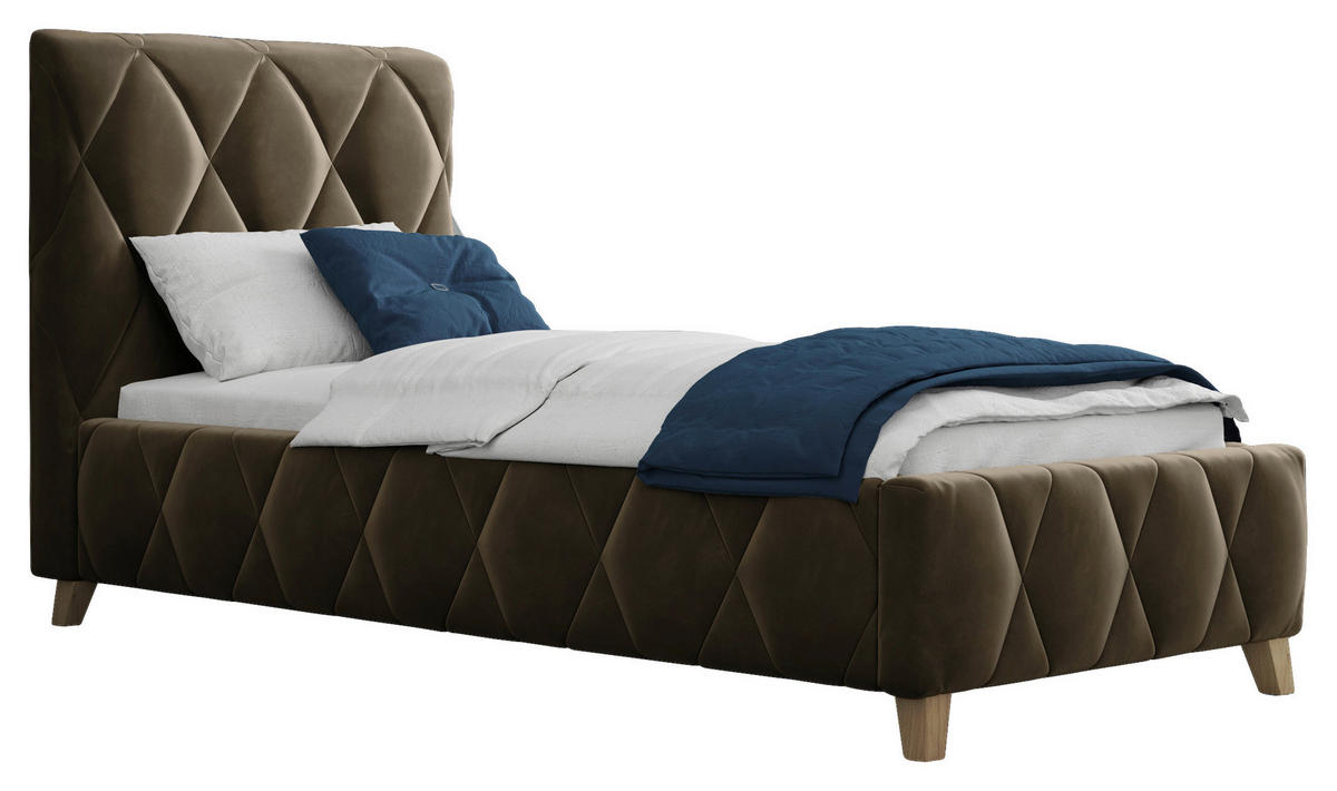STOPPAD SÄNG 80/200 cm  i lerfärgad  - lerfärgad, Modern, metall/trämaterial (80/200cm) - MID.YOU