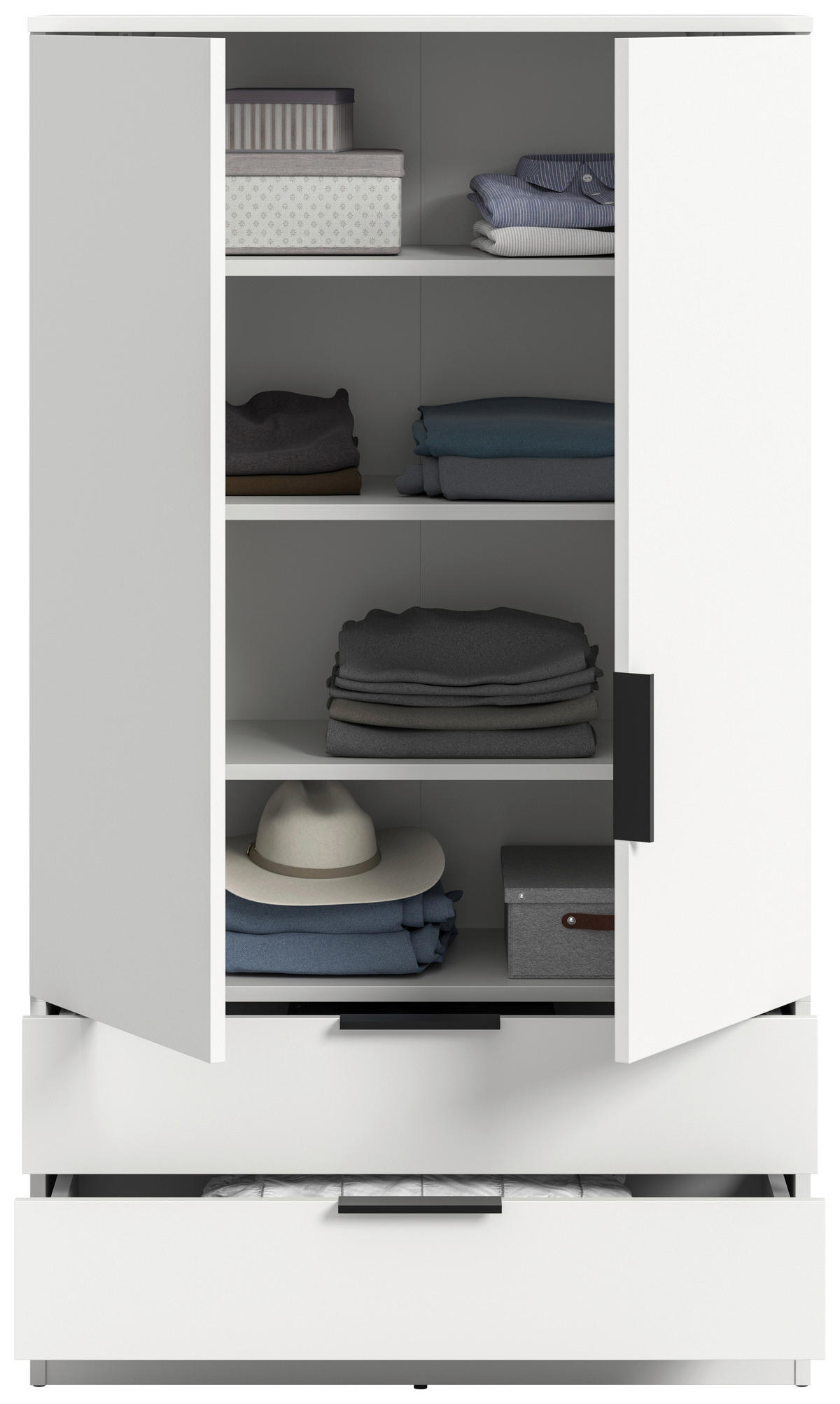 DREHTÜRENSCHRANK 80/140/37 cm,  in Weiß, 2-türig  - Schwarz/Weiß, MODERN, Holzwerkstoff/Kunststoff (80/140/37cm) - MID.YOU