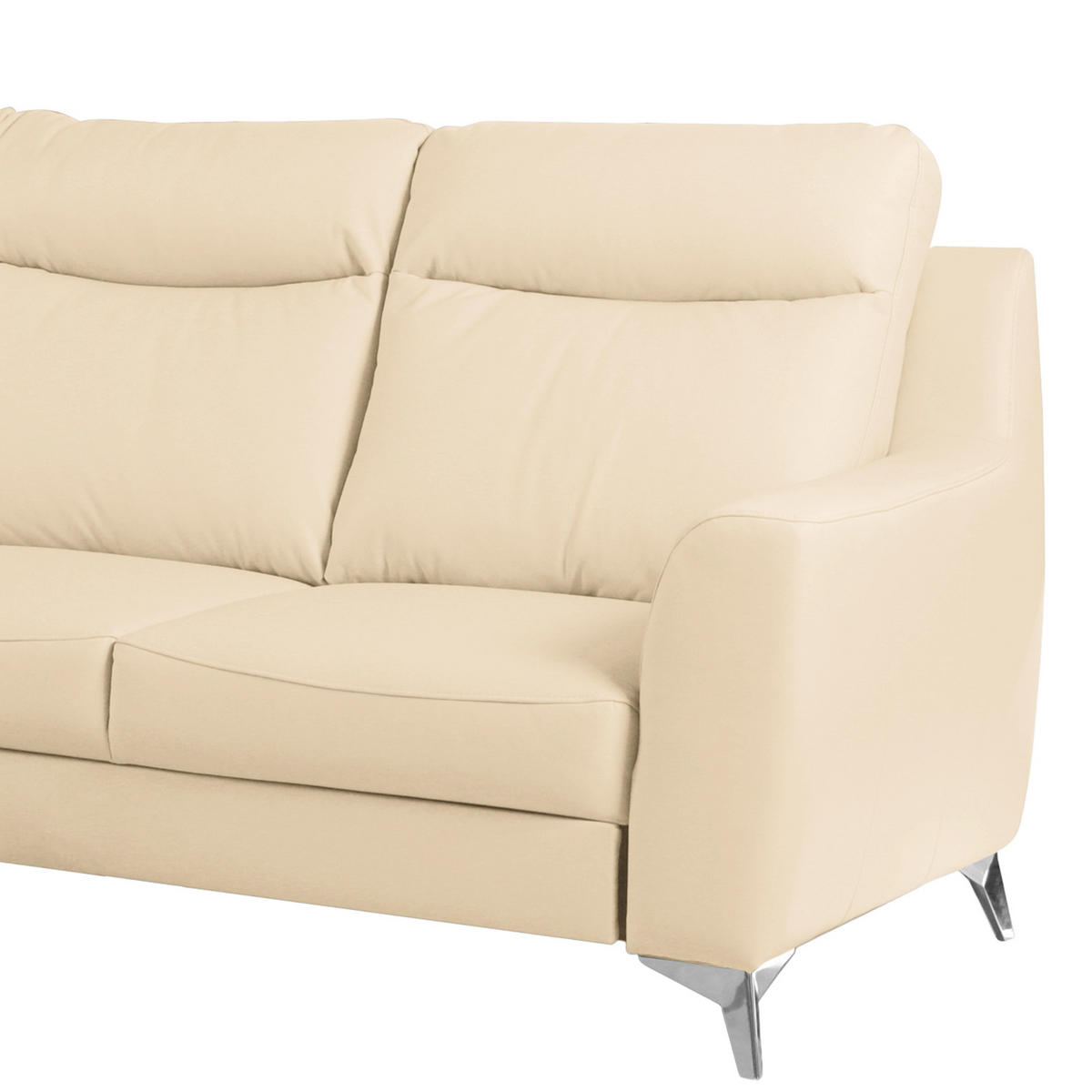 ECKSOFA Lederlook Echtleder Beige  - Chromfarben/Beige, Design, Leder/Textil (168/236cm) - Livetastic