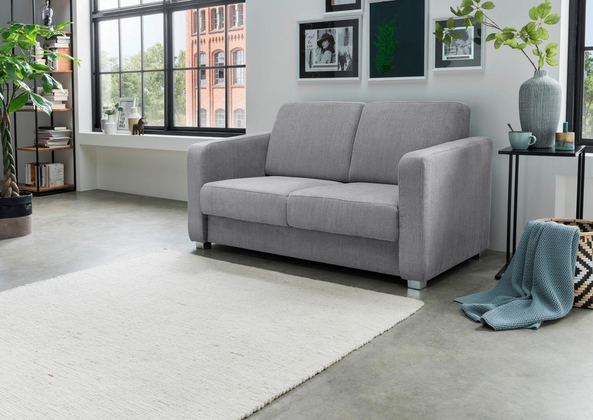 SCHLAFSOFA in Textil Silberfarben  - Chromfarben/Silberfarben, Basics, Kunststoff/Textil (159/88/87cm) - Livetastic