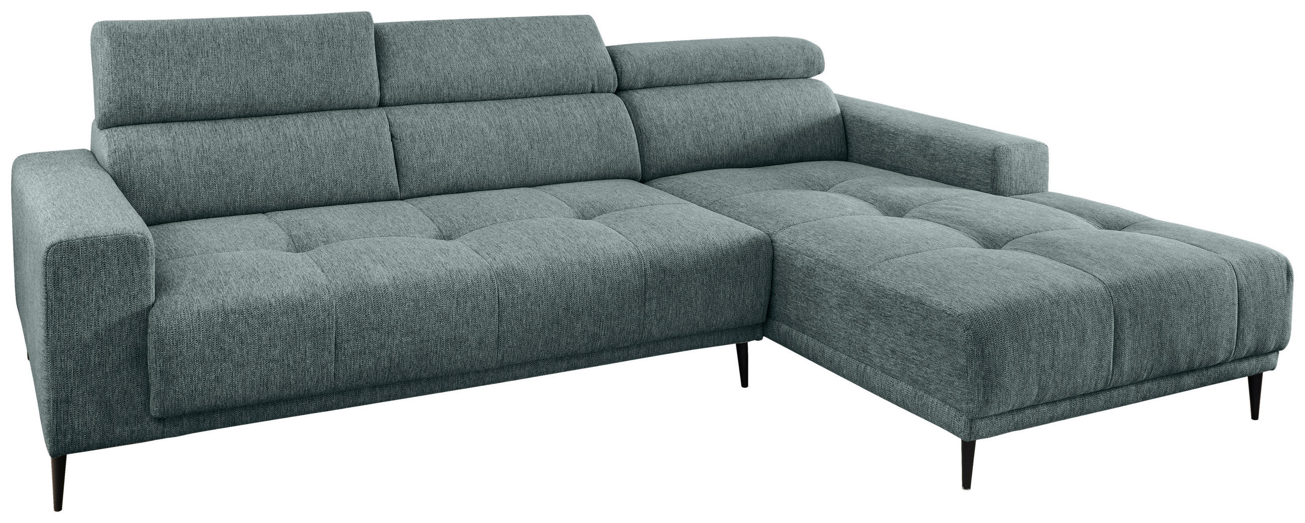 ECKSOFA Chenille  - Schwarz, KONVENTIONELL, Textil/Metall (276/188cm) - Livetastic