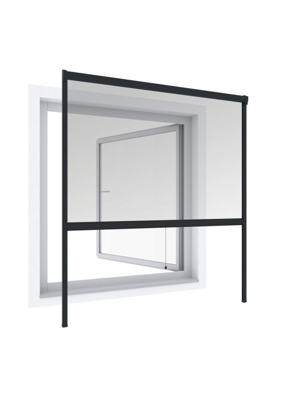Fliegengitter Fenster 160x160 cm Anthrazit ohne Bohren