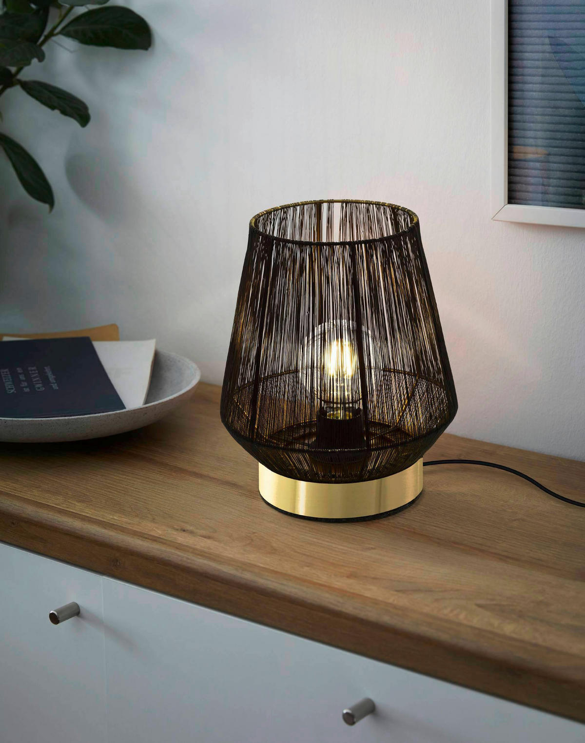 STOLNÍ LAMPA, E27, 22/26/22 cm - černá/barvy zlata, Design, kov (22/26/22cm) - Eglo