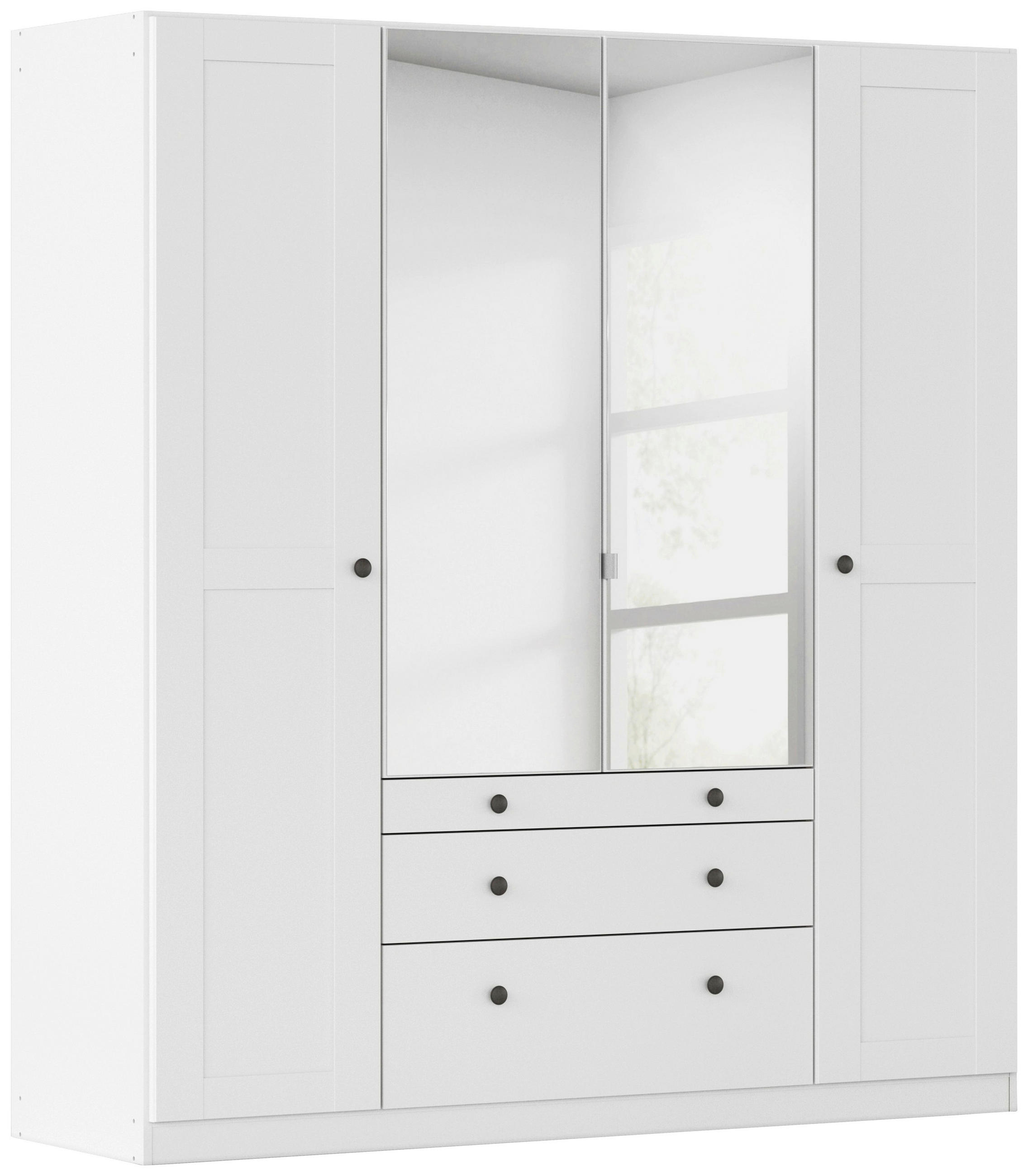 DREHTÜRENSCHRANK 181/197/54 cm,  in Weiß, 4-türig  - Schwarz/Weiß, KONVENTIONELL, Glas/Holzwerkstoff (181/197/54cm) - home24