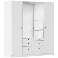 DREHTÜRENSCHRANK 181/197/54 cm,  in Weiß, 4-türig  - Schwarz/Weiß, KONVENTIONELL, Glas/Holzwerkstoff (181/197/54cm) - home24