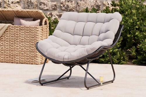 GARTENSESSEL Stahl Schwarz, Taupe  - Taupe/Schwarz, KONVENTIONELL, Kunststoff/Textil (97/83,5/110,5cm) - Ambia Garden
