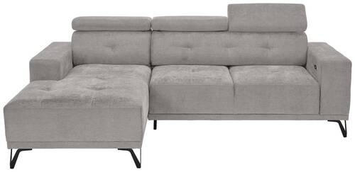 ECKSOFA Grau Chenille  - Schwarz/Grau, KONVENTIONELL, Textil/Metall (178/264cm) - Hom`in