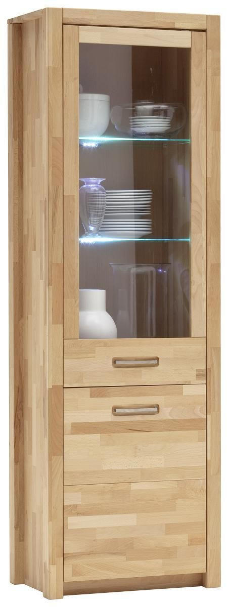 VITRINE in massiv Kernbuche Buchefarben  - Buchefarben/Alufarben, Design, Glas/Holz (66/203/40cm) - MID.YOU
