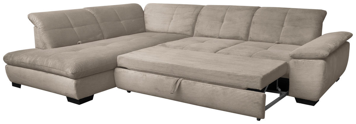 ECKSOFA in Cord Graubraun  - Graubraun/Schwarz, Design, Textil/Metall (242/313cm) - Xora