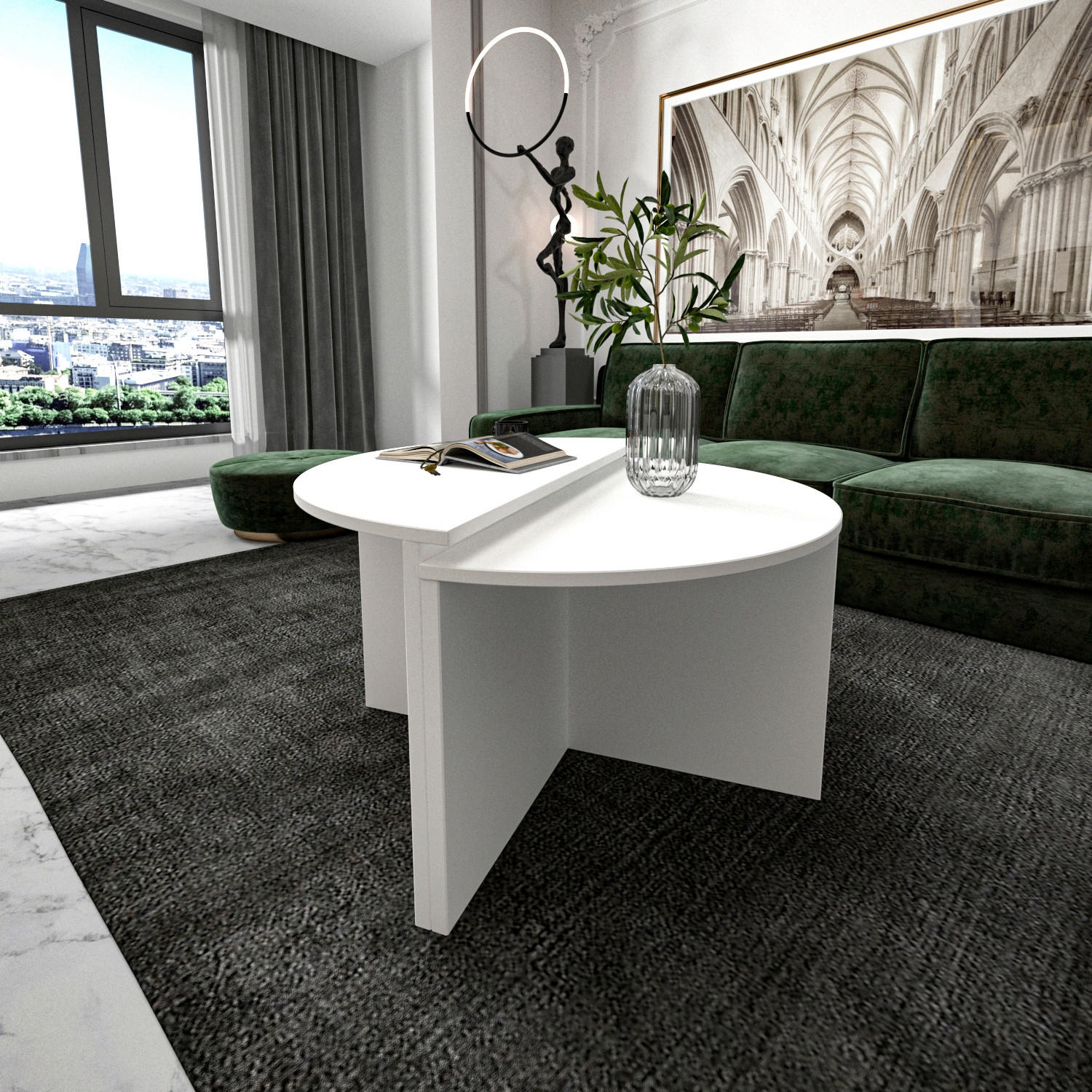 COUCHTISCHSET Holzwerkstoff   - Weiss, Design, Holzwerkstoff - Livetastic