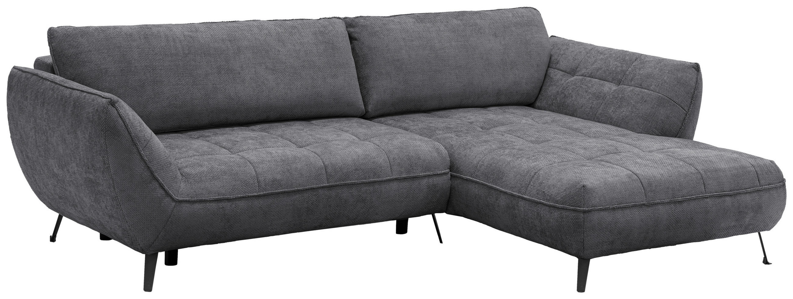 ECKSOFA in Struktur Anthrazit  - Anthrazit/Schwarz, Design, Textil/Metall (282/187cm) - Livetastic