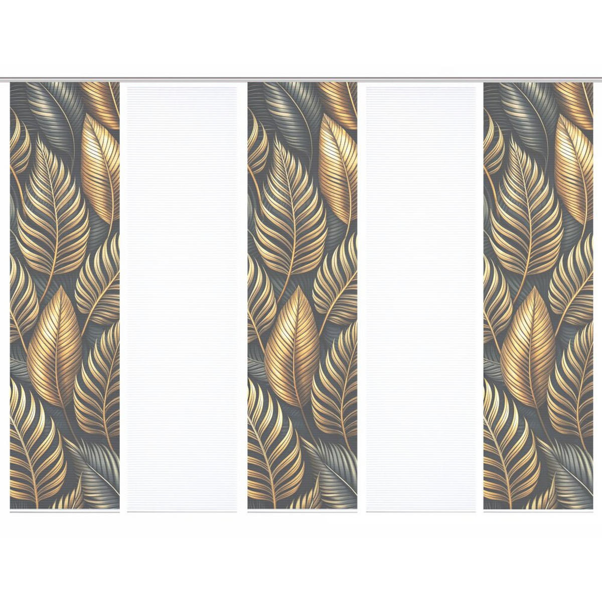 FLÄCHENVORHANG  5 Stück  blickdicht  60/245 cm   - Anthrazit/Goldfarben, Natur, Textil (60/245cm)