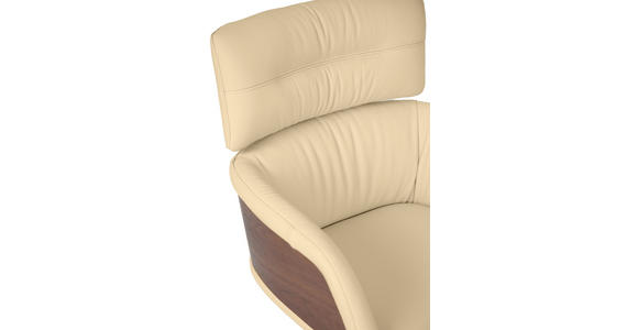 ARMLEHNSTUHL  Lederauswahl, Wippfunktion, Sitzfläche 360° drehbar, automatische Rückholfunktion  Echtleder  - Beige/Walnussfarben, Design, Leder/Holz (62/92/66cm) - Dieter Knoll