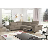 ECKSOFA DALLAS in Echtleder Taupe  228/283 cm  - Taupe/Schwarz, Design, Leder/Metall (228/283cm) - Livetastic